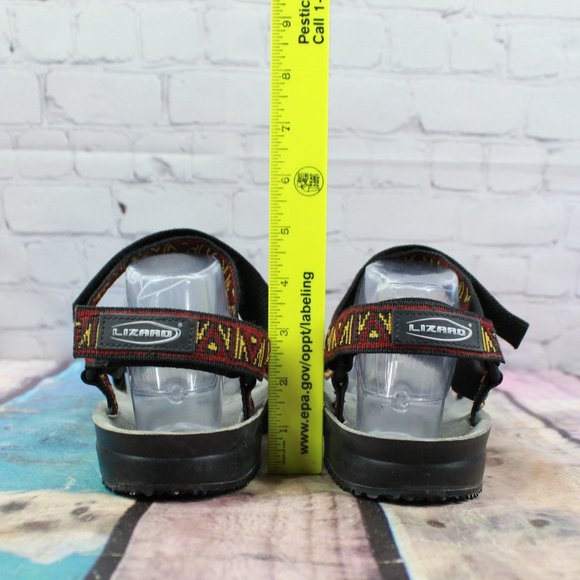 Lizard Red Black Printed Ankle Strap Athletic Hiking Sandals Size 46 US 12 - Picture 7 of 9